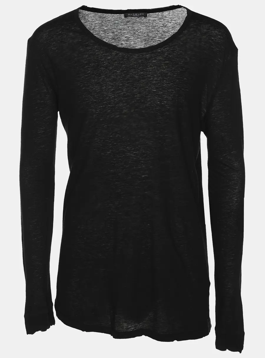 Balmain Black Cotton Knit Sweater M