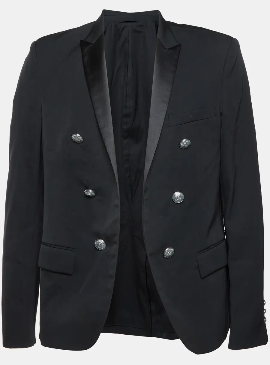 Balmain Black Wool Open Front Blazer XL