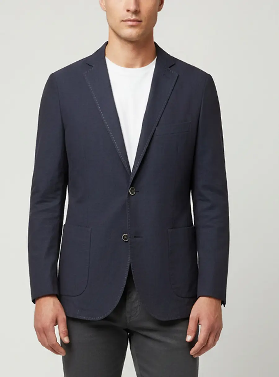 Balmain Navy Blue Stretch Cotton Slim Fit Jacket XXXL