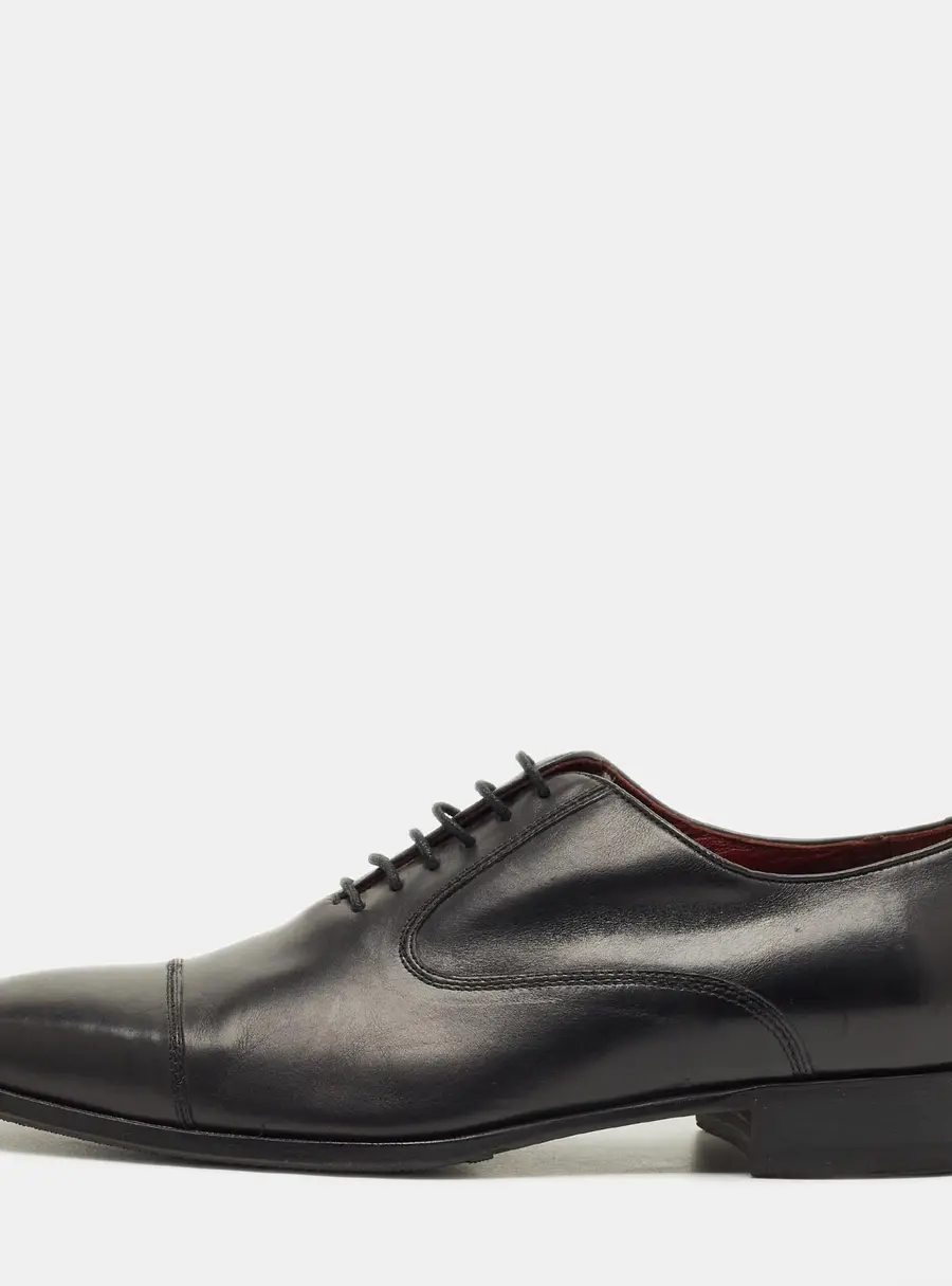 Balmain Size 42 Black Leather Lace Up Derby