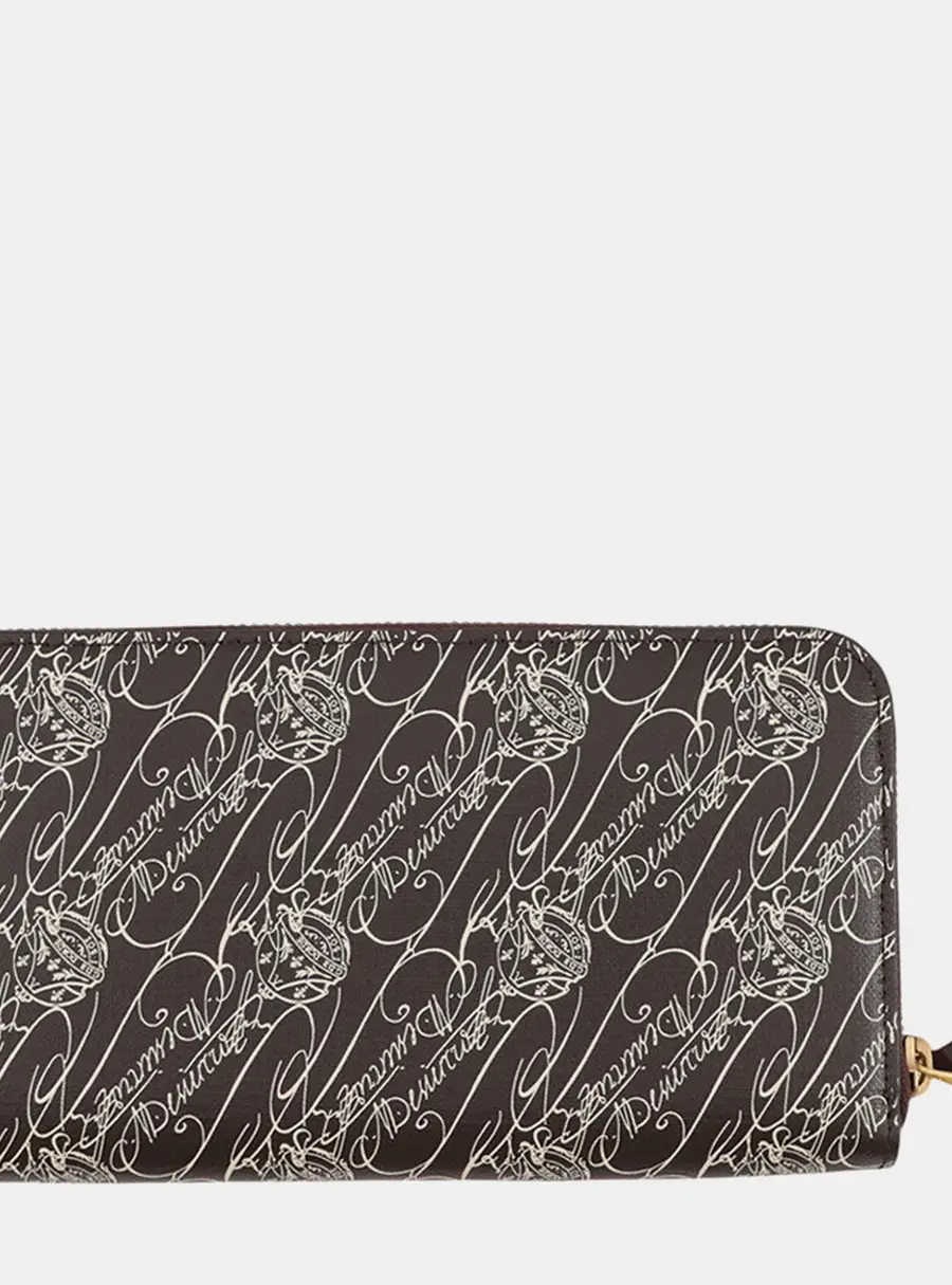 Berluti Itauba Dark Brown Toile Malbeuf Canvas Leather Zipper Wallet Bag