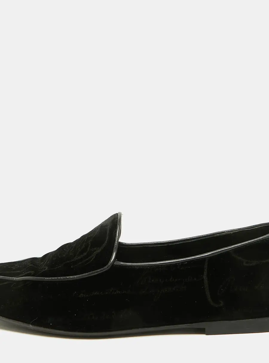 Berluti Size 41.5 Black Leather and Velvet Smoking Slippers