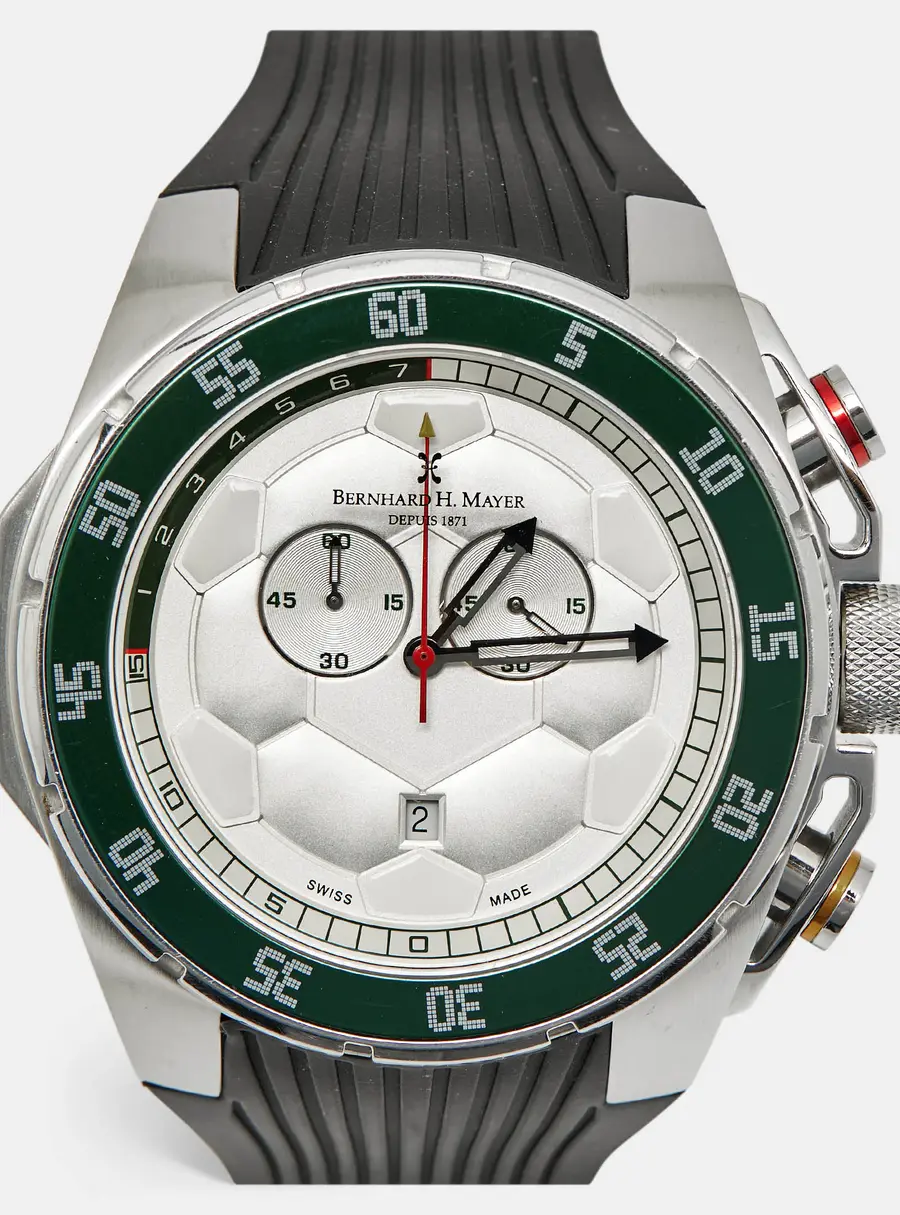 Bernhard H. Mayer Striker Victory B6109/CW Silver White Dial Stainless Steel Rubber Men's Wristwatch 50 mm