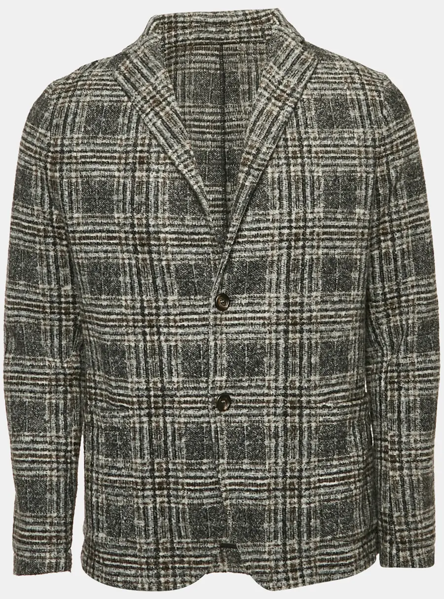 Boggi Milano Grey Checks Wool Blend Single Breasted Blazer L