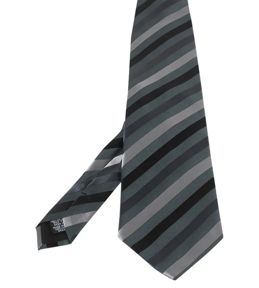 Boss By Hugo Boss Dark Grey Diagonal Striped Silk Tie