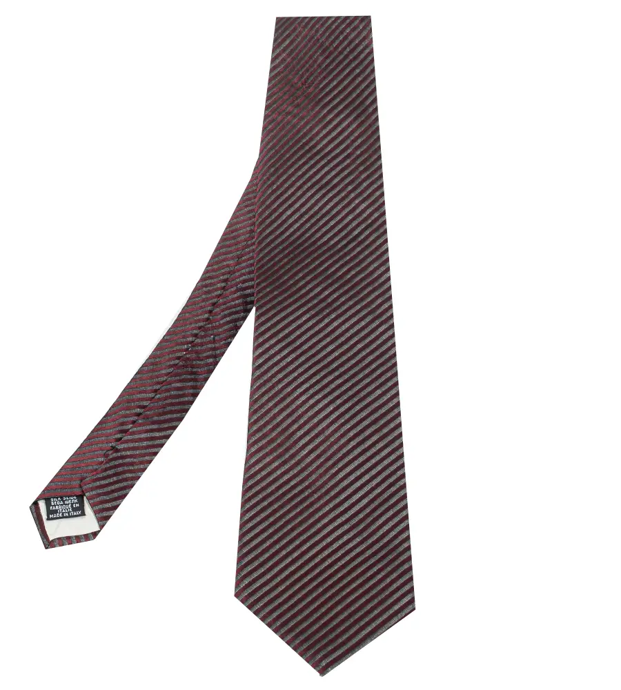 Boss By Hugo Boss Burgundy Striped Silk Jacquard Tie