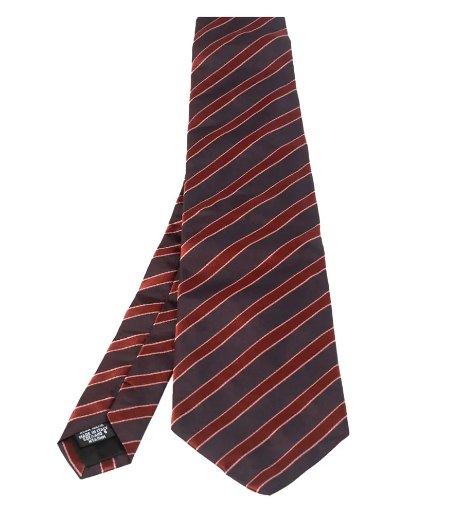 Boss By Hugo Boss Brown & Orange Striped Silk Tie