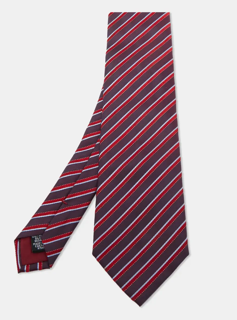 Boss By Hugo Boss Burgundy Diagonal Striped Silk Tie
