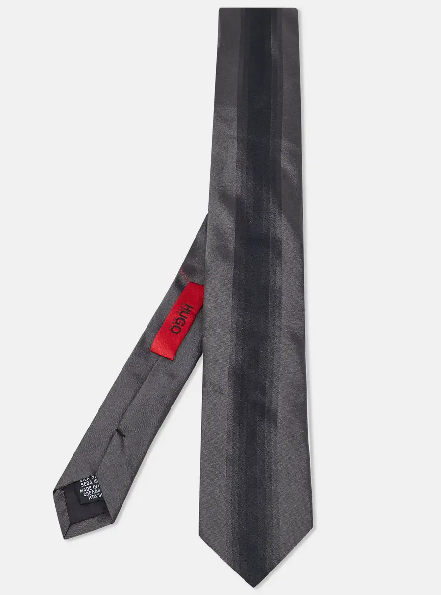 Boss By Hugo Boss Grey Striped Silk Skinny Tie