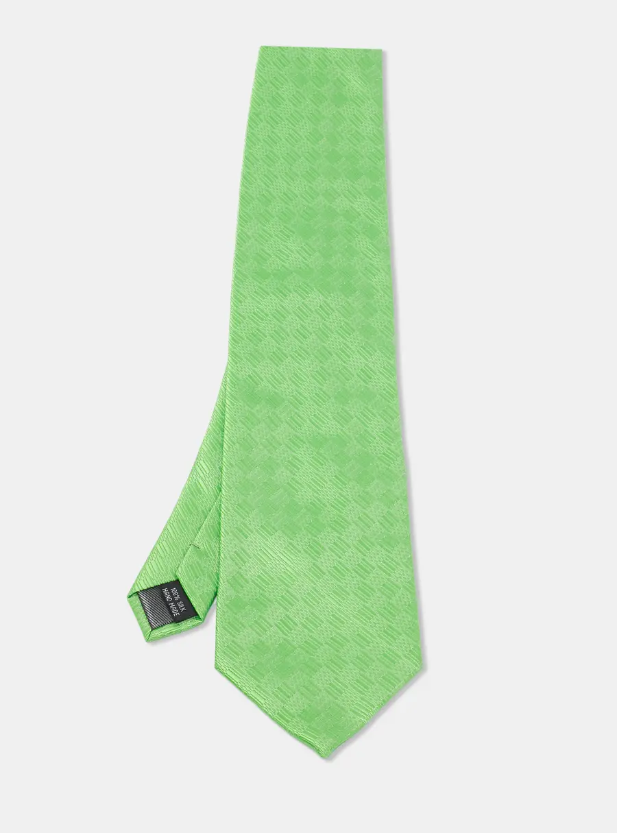 Boss By Hugo Boss Green Patterned Silk Traditional Tie