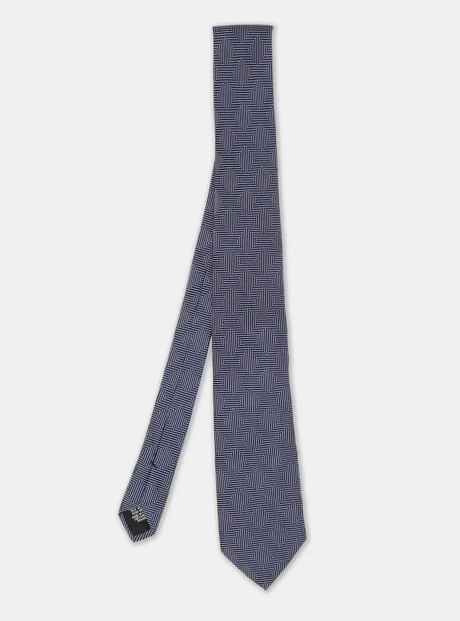Boss By Hugo Boss Blue Patterned Jacquard Silk Tie