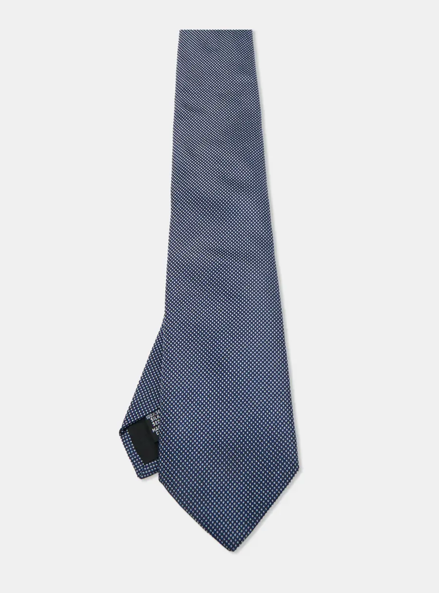 Boss By Hugo Boss Navy Blue Patterned Silk Tie