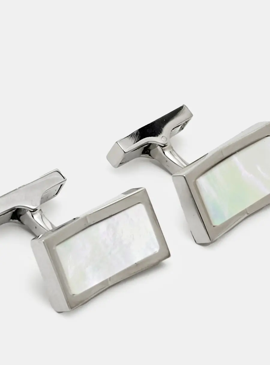 Boss By Hugo Boss Composite Silver Tone Cufflinks