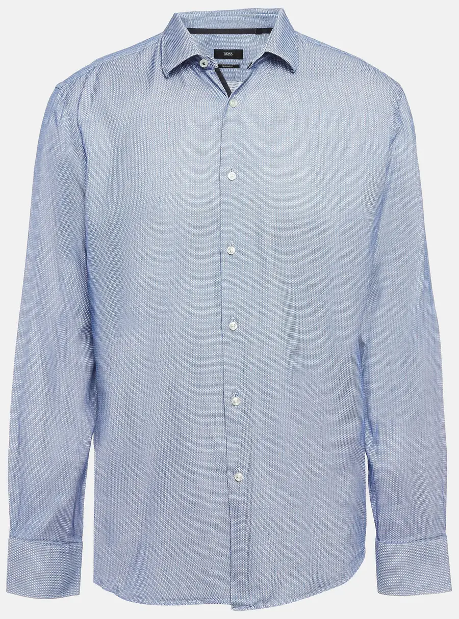 Boss By Hugo Boss Blue Patterned Cotton Button Up Shirt XXL