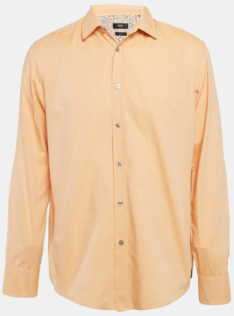 Boss By Hugo Boss Orange Cotton Button Front Shirt L