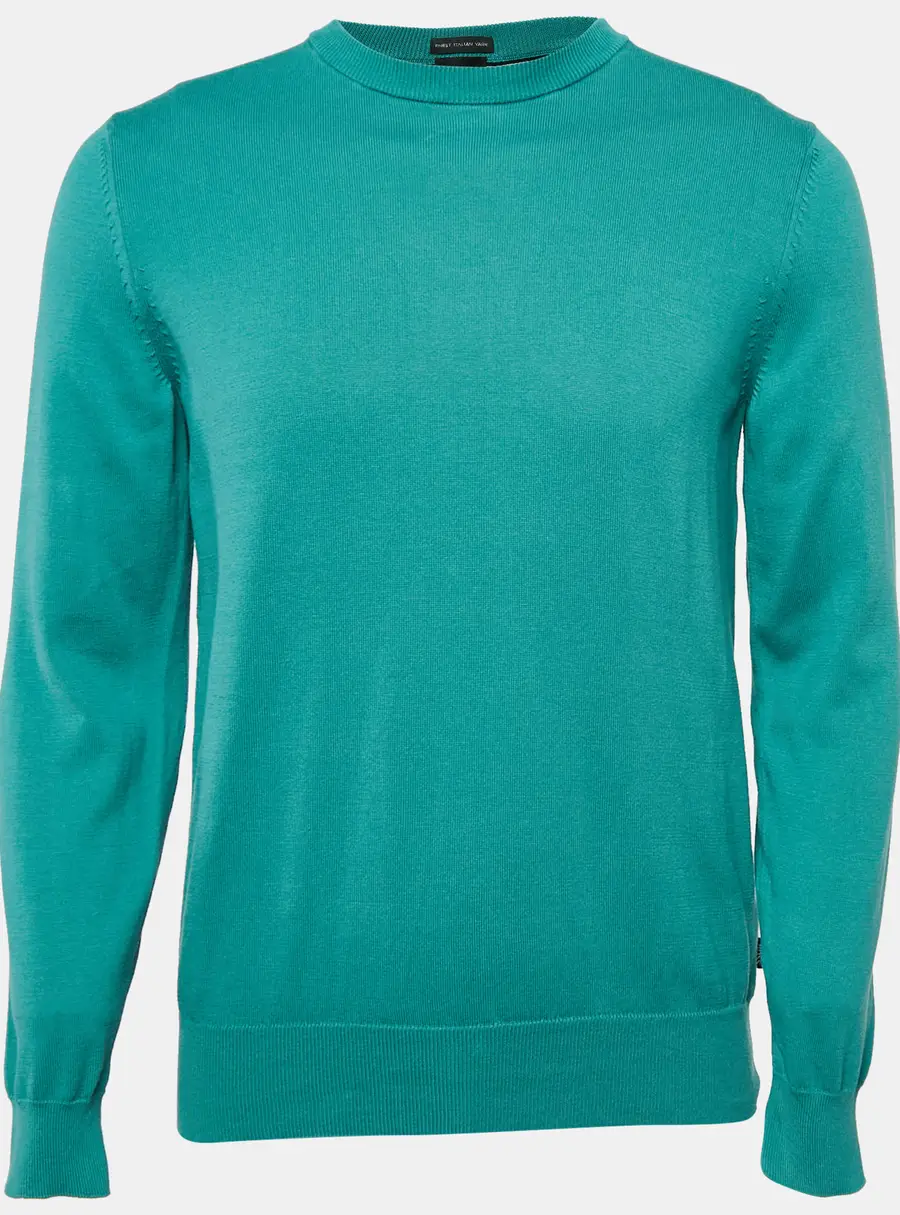 Boss By Hugo Boss Blue Cotton Knit Crew Neck Sweater M