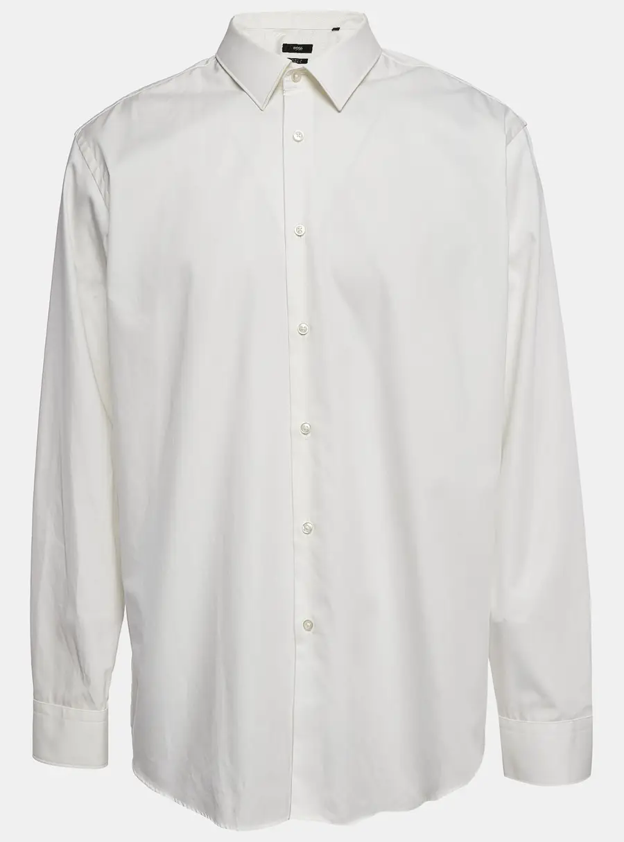 Boss By Hugo Boss Off-White Cotton Button Front Regular Fit Shirt S