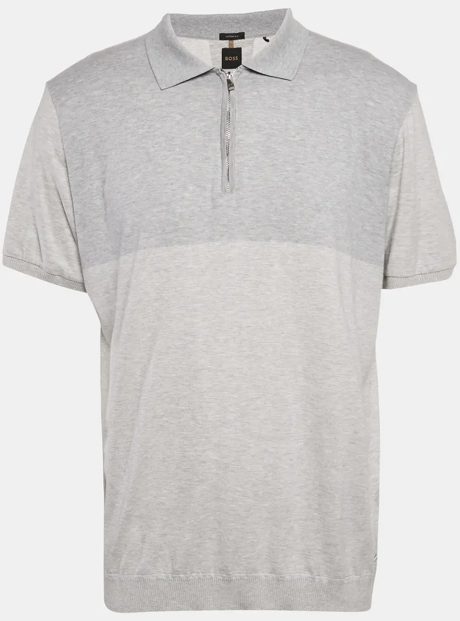 Boss By Hugo Boss Grey Jersey Zip-Up T-Shirt XXL