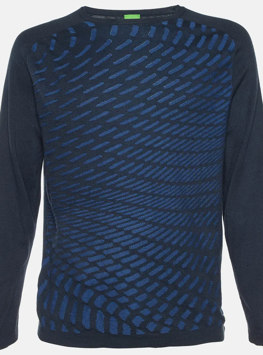 Boss by Hugo Boss Midnight Blue Cotton Ramo Crew Neck Jumper L