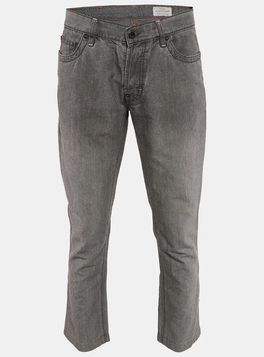 Boss By Hugo Boss Grey Cotton Blend Regular Fit Pants L