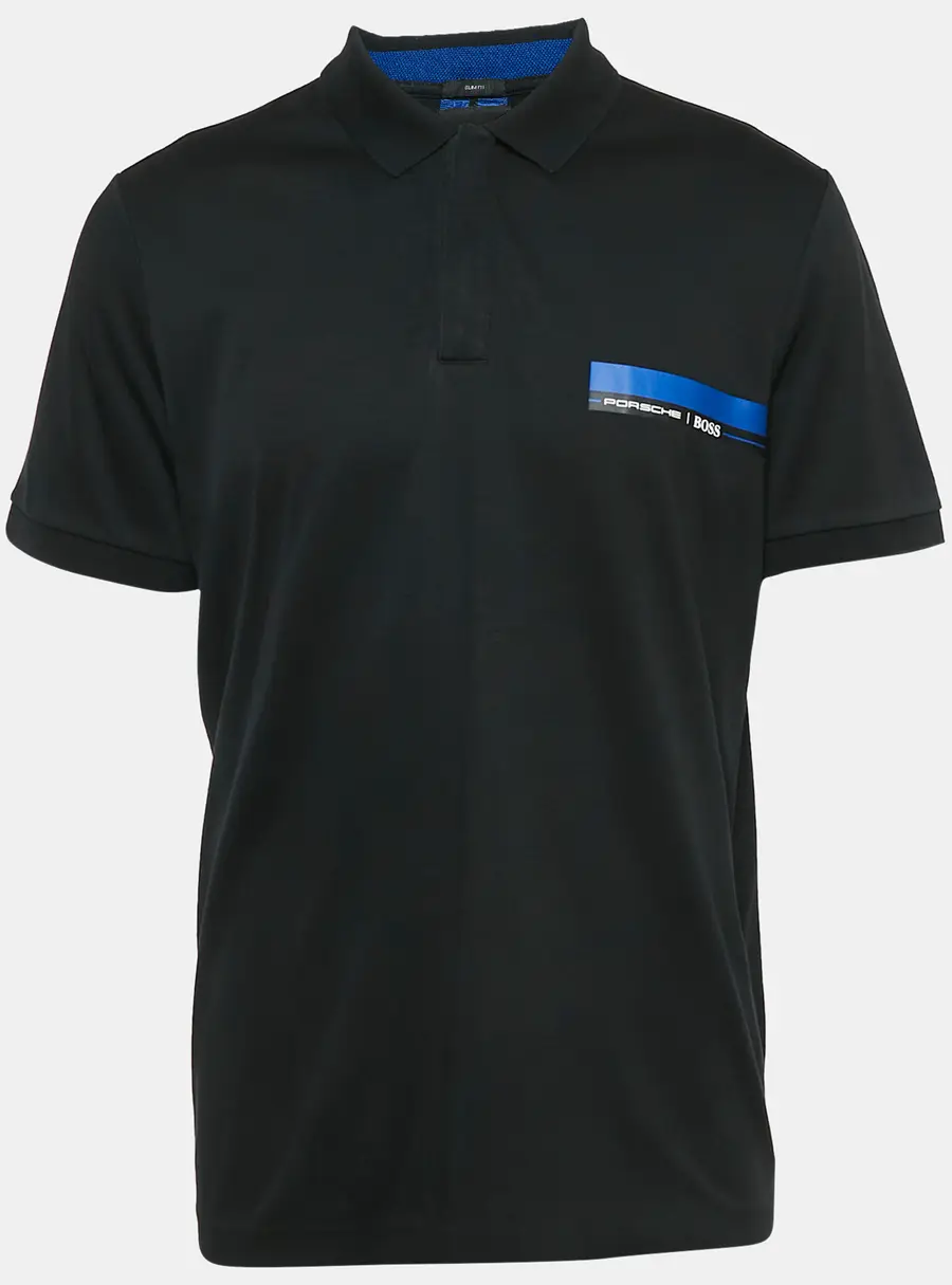 Boss By Hugo Boss Porsche Design Black Cotton Slim Fit Polston Polo T-Shirt XL