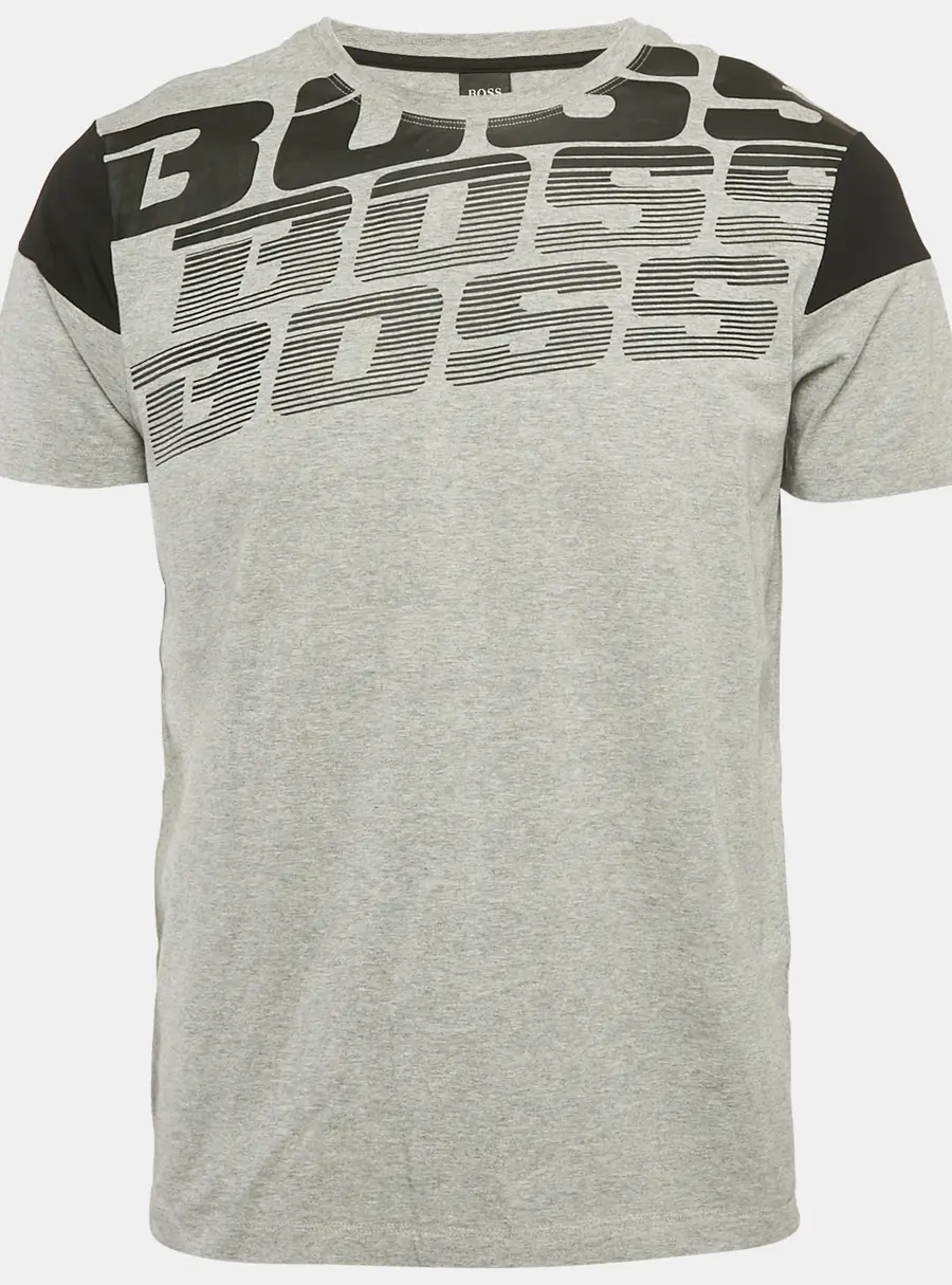 Boss By Hugo Boss Grey Printed Jersey Crewneck T-Shirt L