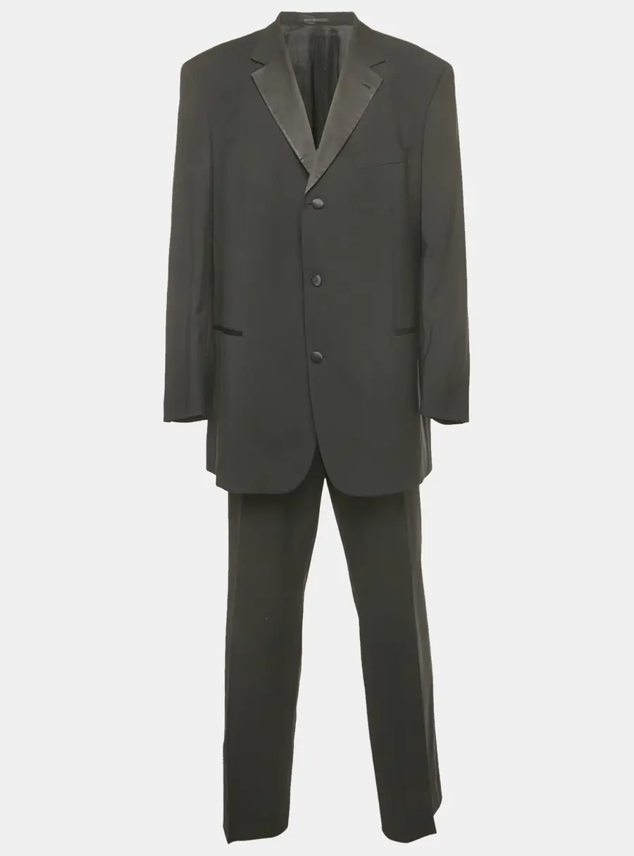 Boss By Hugo Boss Black Virgin Wool Single Breasted Suit 4XL
