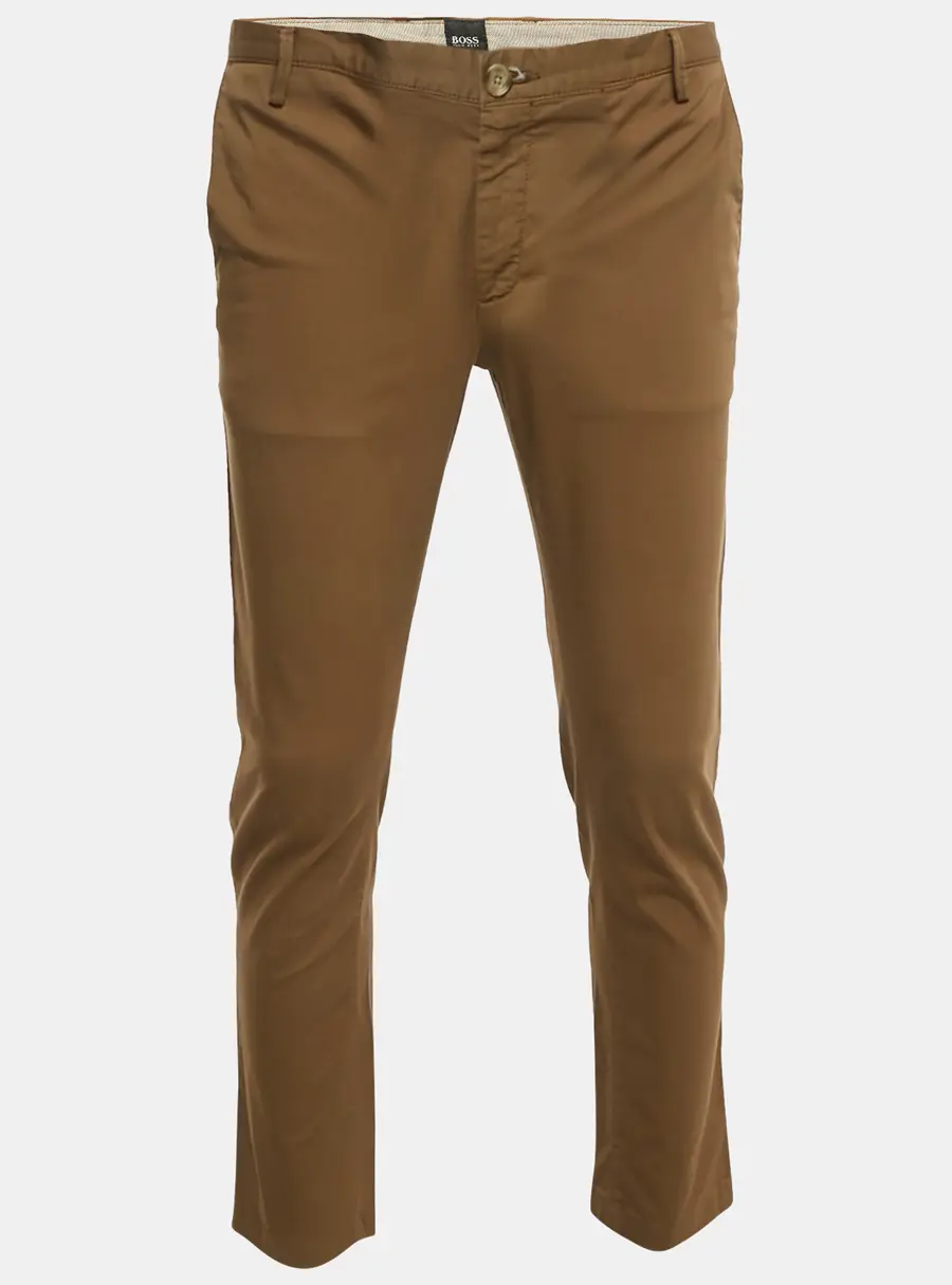 Boss By Hugo Boss Khaki Brown Cotton Stretch Fit Chinos S