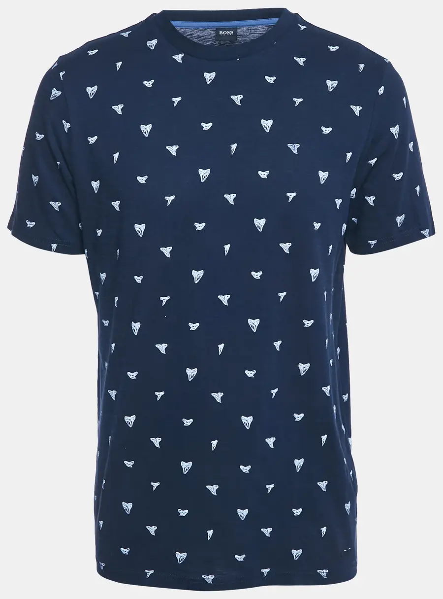 Boss By Hugo Boss Navy Blue Printed Cotton Teprint T-Shirt M