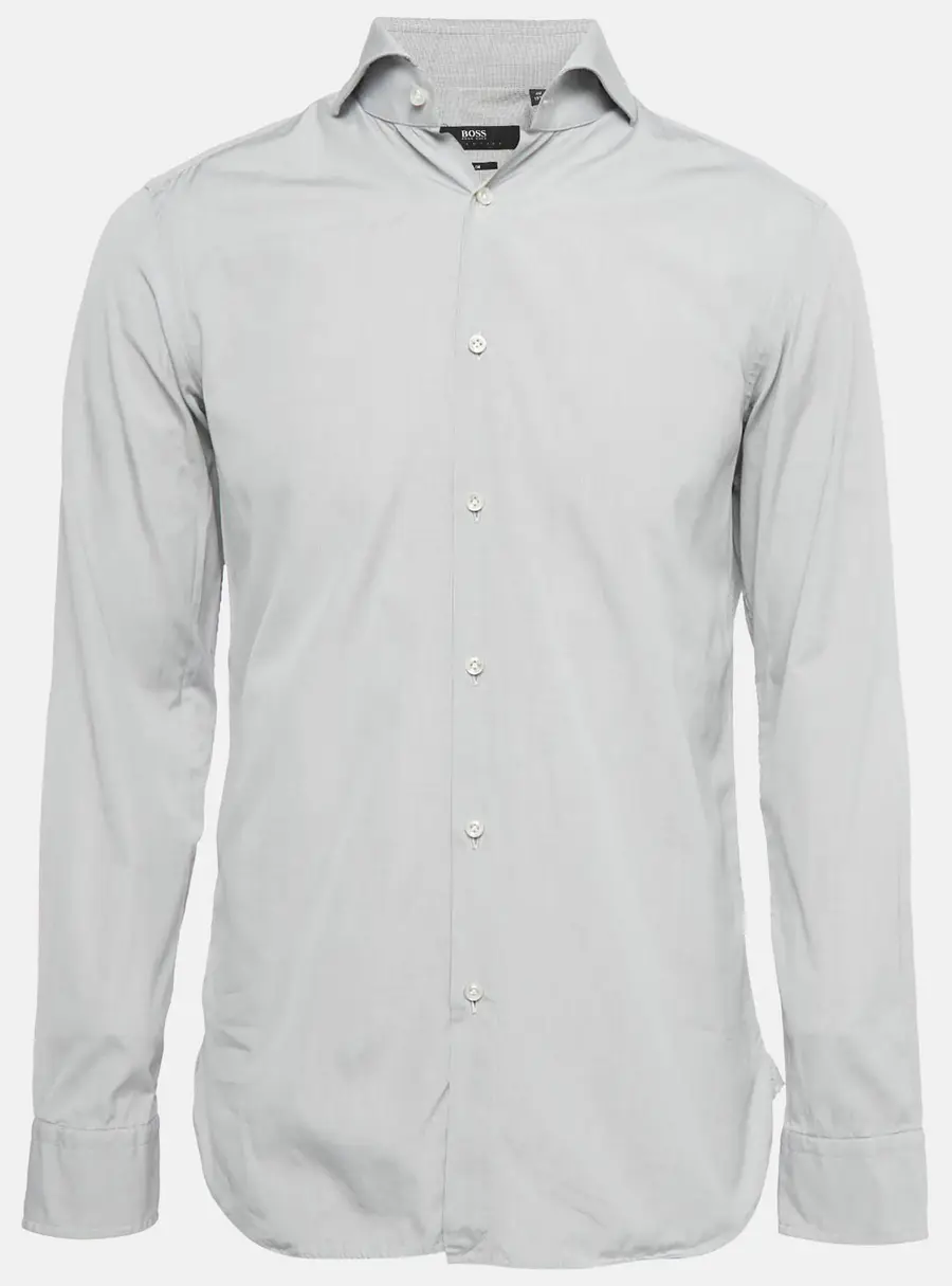 Boss By Hugo Boss Grey Checks Cotton Long Sleeve Shirt M
