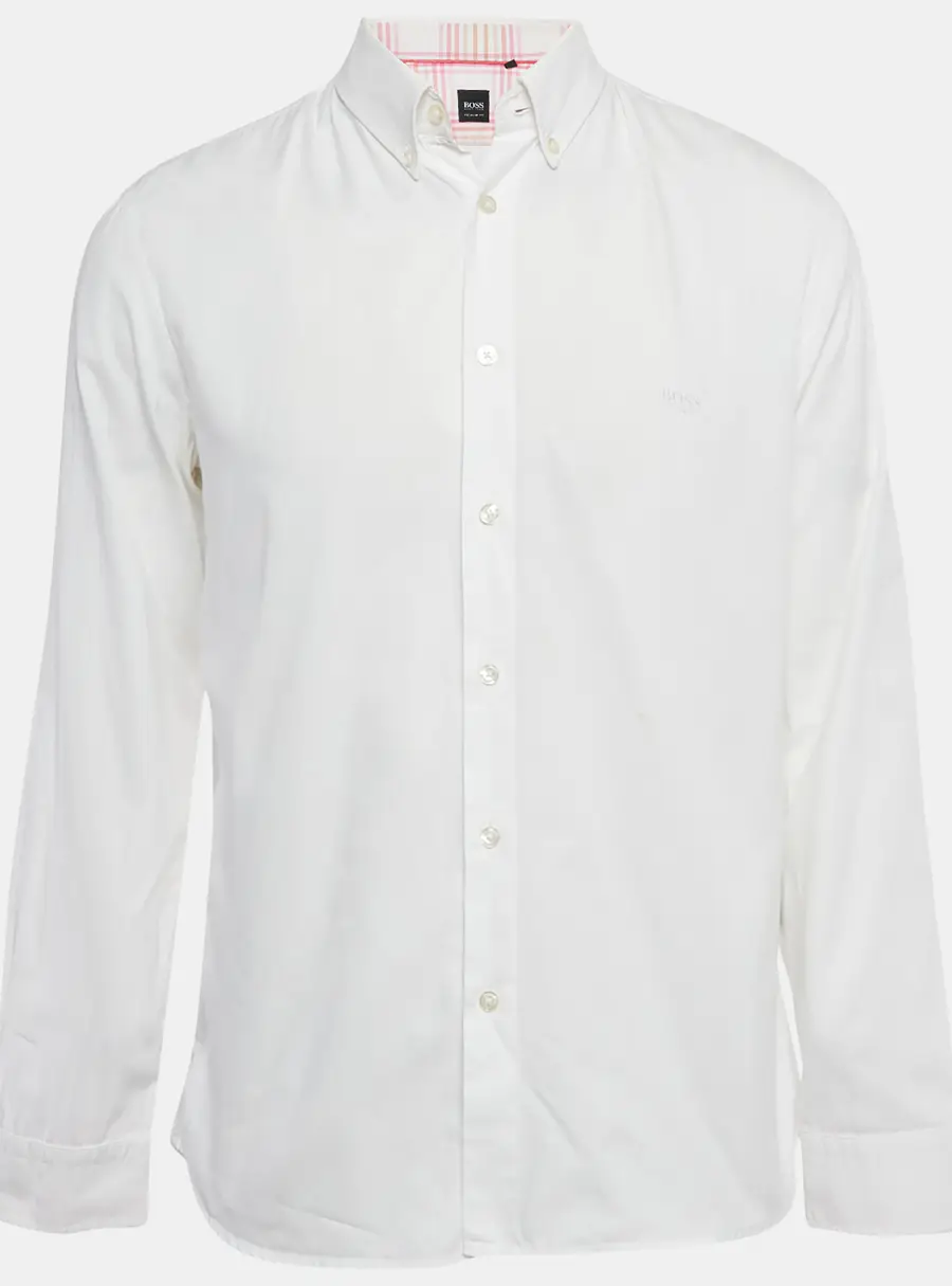 Boss Hugo Boss White Cotton Regular Fit Shirt L