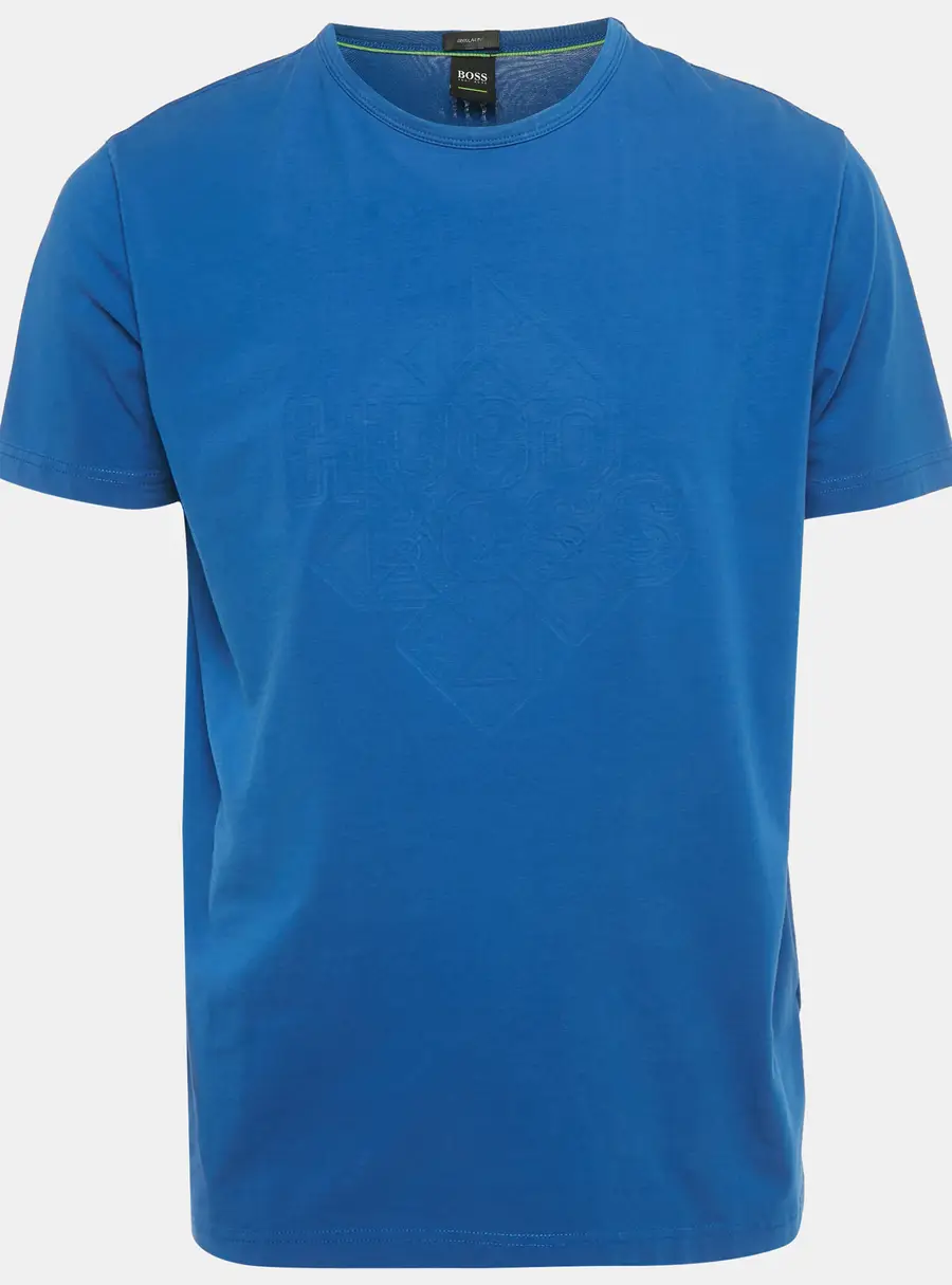 Boss By Hugo Boss Blue Logo Embossed Cotton T-Shirt XL