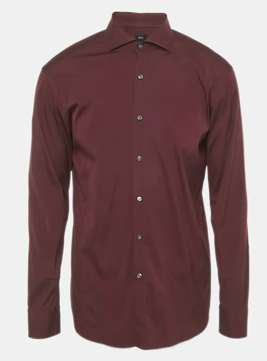 Boss By Hugo Boss Burgundy Cotton Blend Shirt XXL