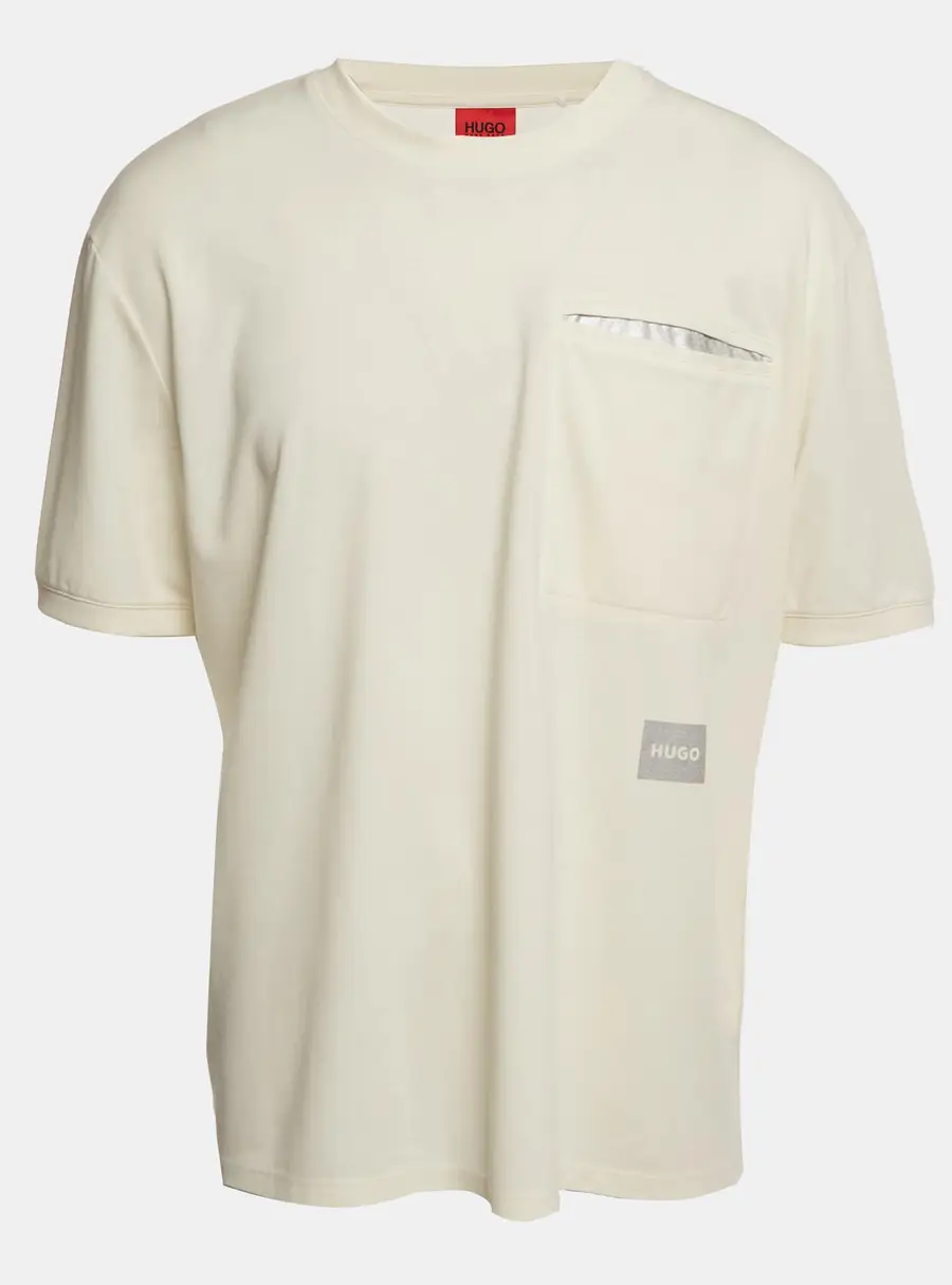 Boss By Hugo Boss Cream Logo Patch Cotton Blend T-Shirt XL