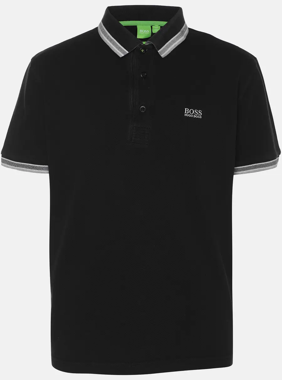 Boss By Hugo Boss Black Pique Cotton Paul Curved Polo T-Shirt L