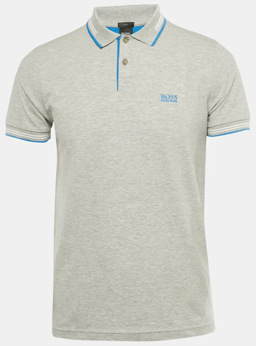 Boss By Hugo Boss Grey Cotton Slim Fit Paul Polo T- Shirt M