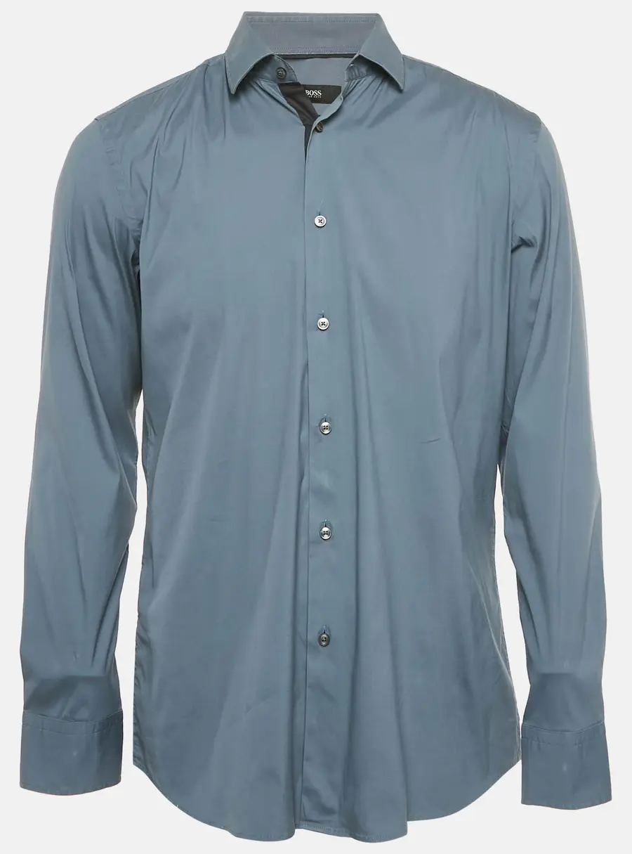 Boss By Hugo Boss Grey Cotton Blend Slim Fit Jonty Shirt L