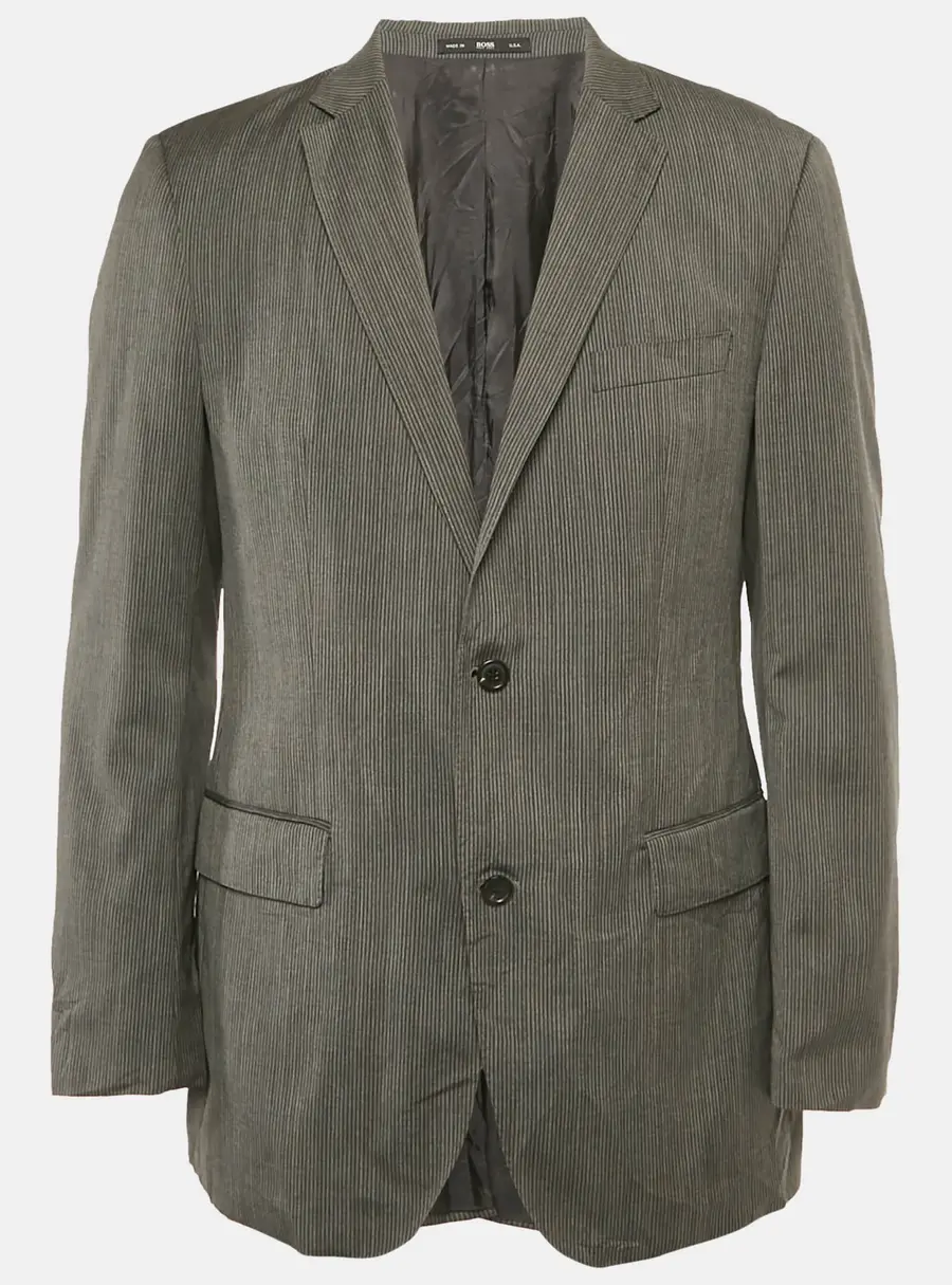 Boss By Hugo Boss Grey Pinstripe Wool Regular Fit Blazer L