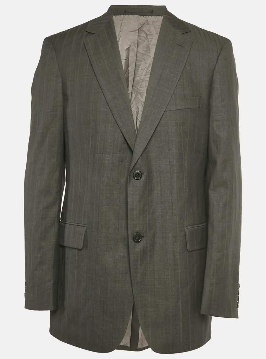 Boss by Hugo Boss Charcoal Grey Striped Wool & Silk Bertolucci Long Fit Blazer XL