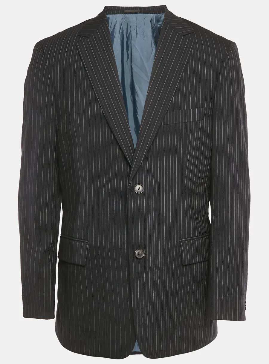 Boss By Hugo Boss Navy Blue Pinstripe Wool Regular Fit Blazer L