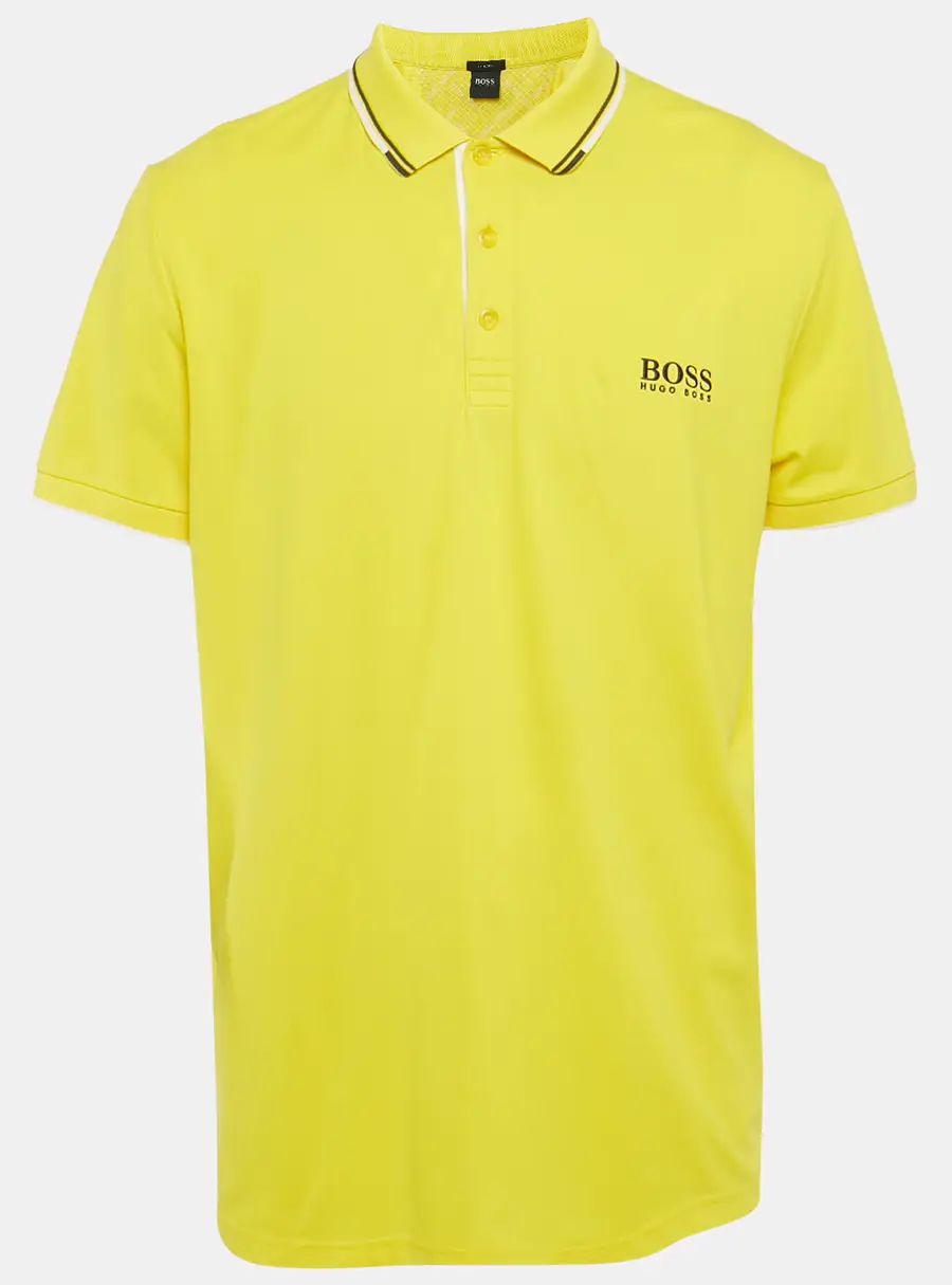 Boss By Hugo Boss Yellow Pique Regular Fit Polo T-Shirt XXL