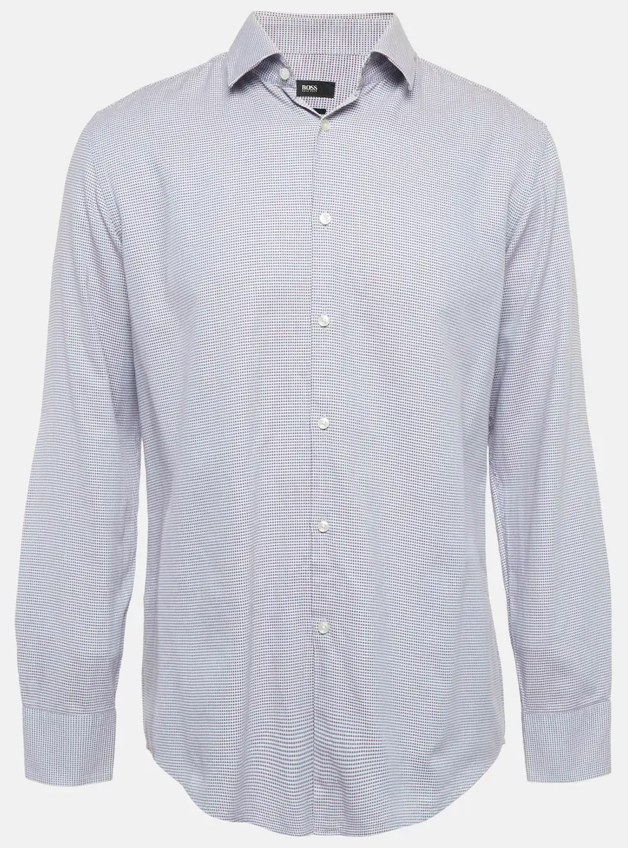 Boss by Hugo Boss Blue & Red Cotton Slim Fit Shirt XL