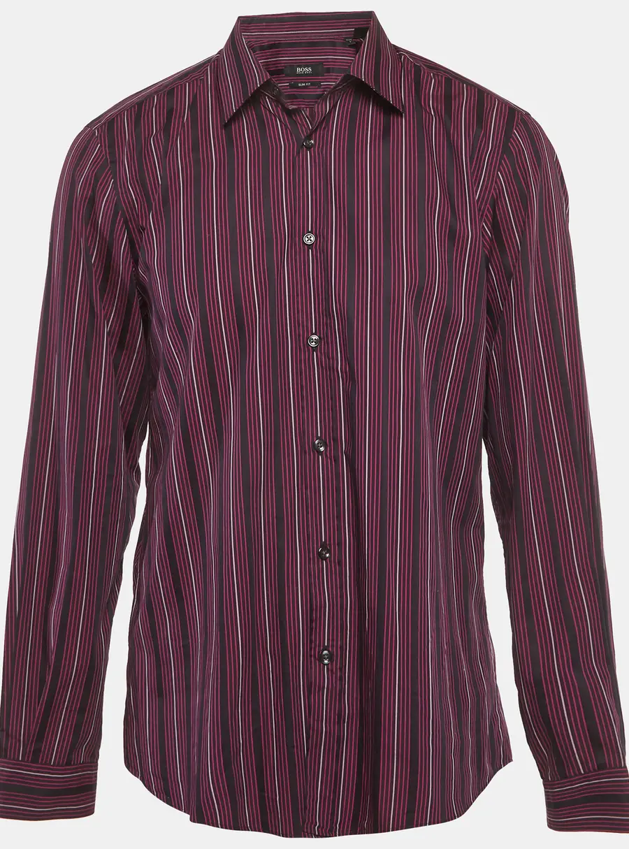 Boss By Hugo Boss Purple Striped Cotton Slim Fit L