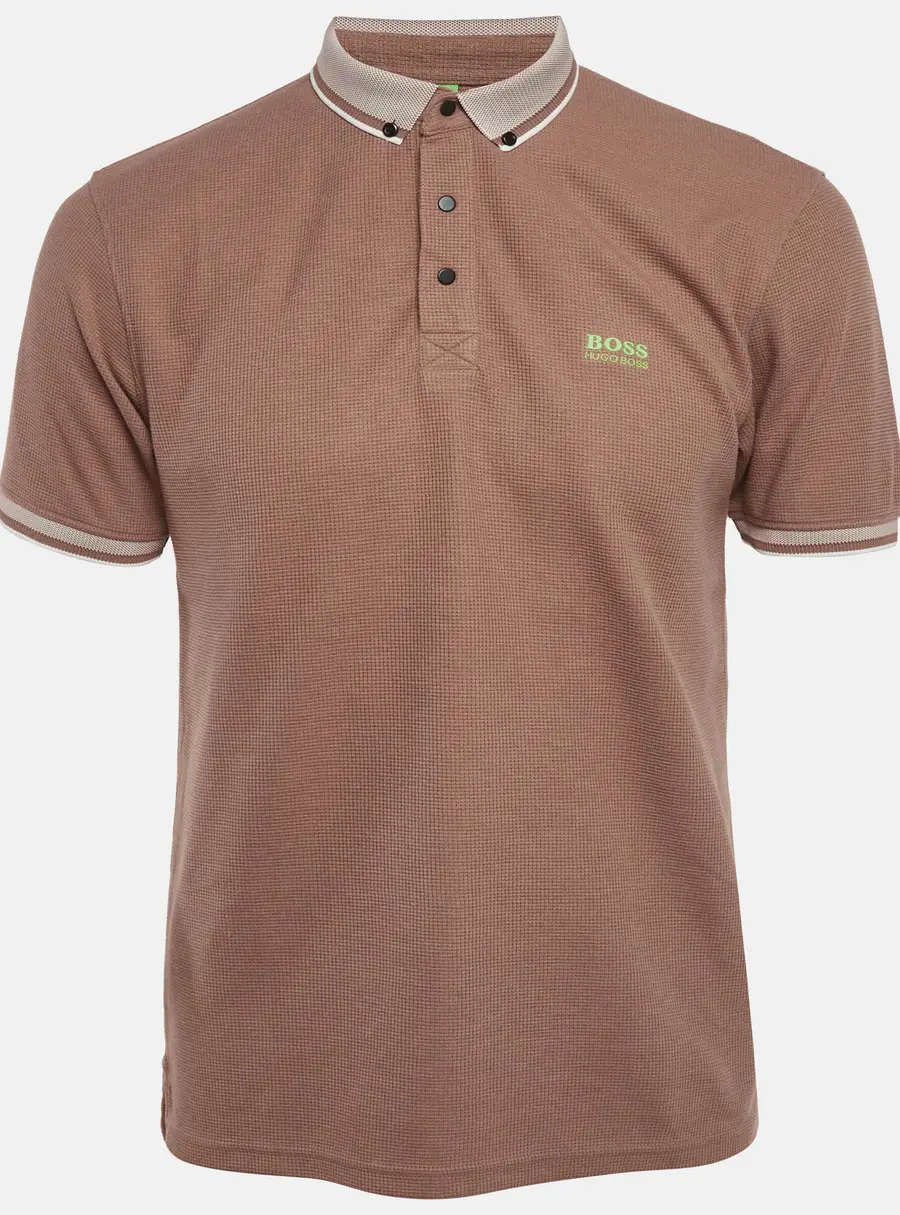 Boss By Hugo Boss Brown Mesh Jersey Polo T-Shirt L