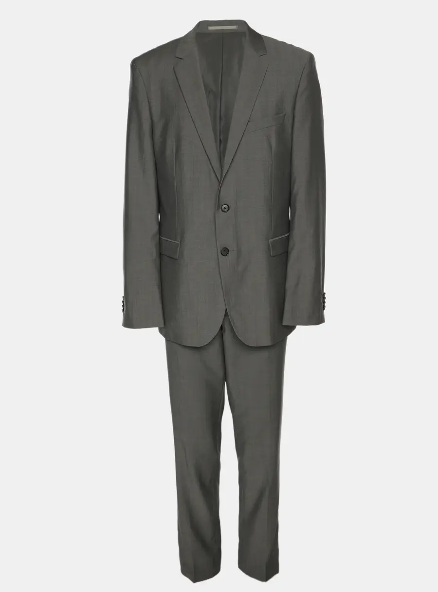 Boss By Hugo Boss Grey Virgin Wool Blazer and Pants Suit XXL
