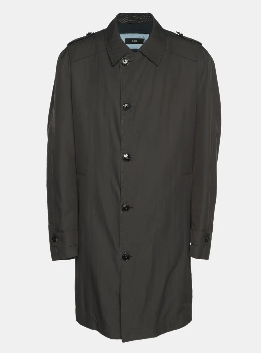 Boss By Hugo Boss Dark Grey Nylon Trench Coat XL