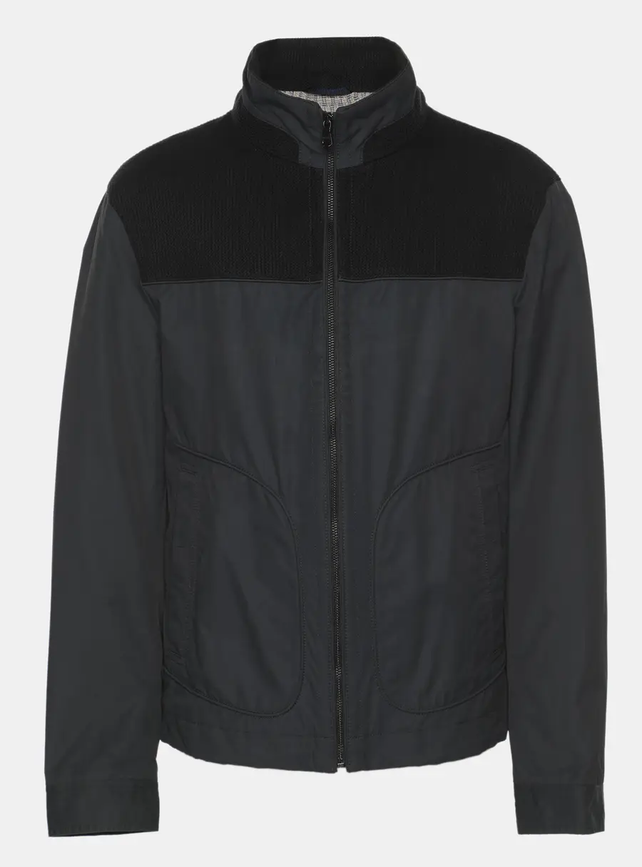 Boss By Hugo Boss Navy Blue Gabardine and Rib Knit Jacket XXL