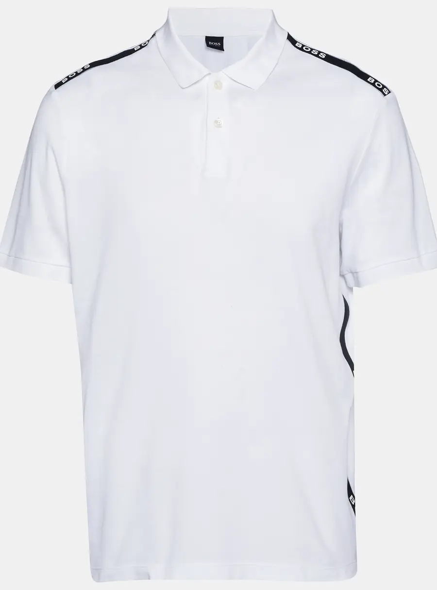 Boss By Hugo Boss White Pique Logo Tape Detail Polo T-Shirt XL