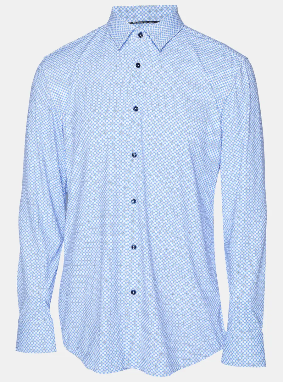 Boss By Hugo Boss Blue Printed Jersey Slim Fit Shirt XL