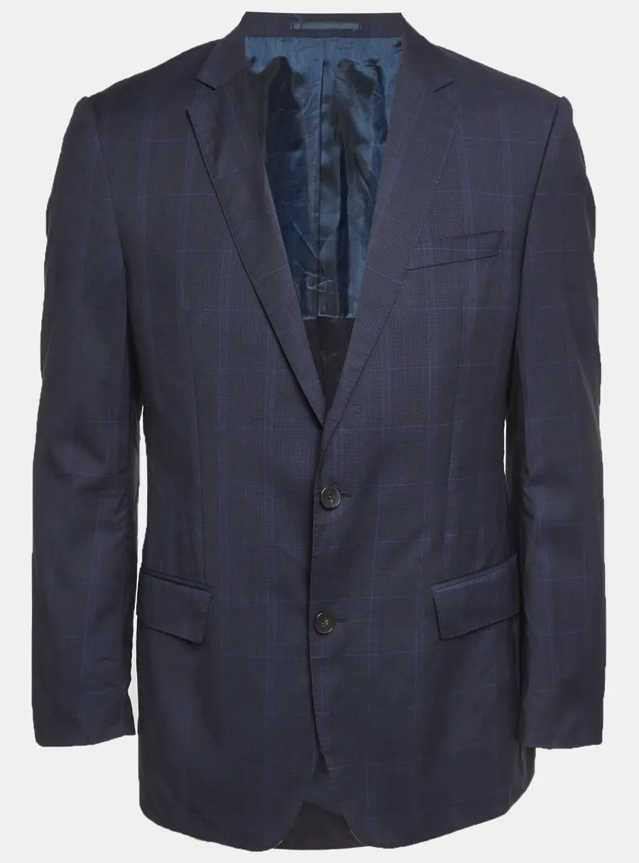Boss By Hugo Boss Blue Checks Wool Super 120 Blazer L